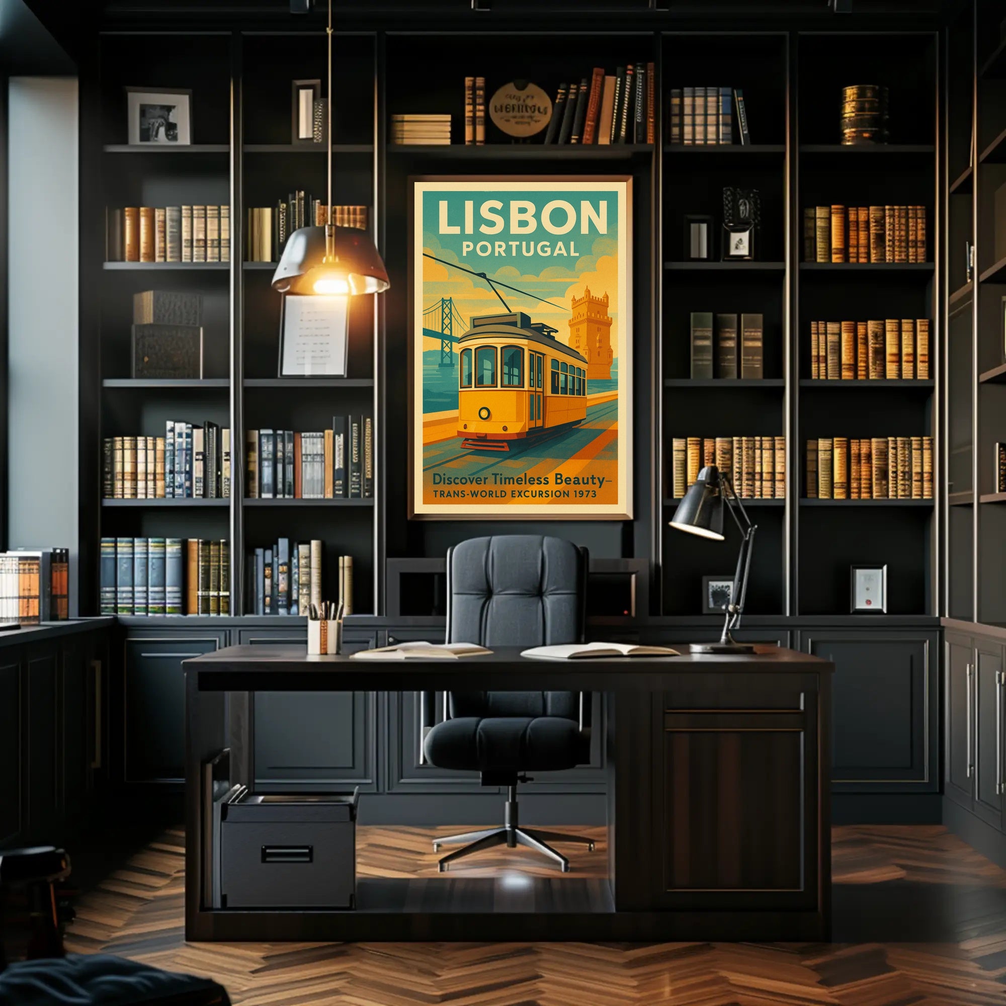 Lisbon Vintage Travel Poster Portugal Tram Print