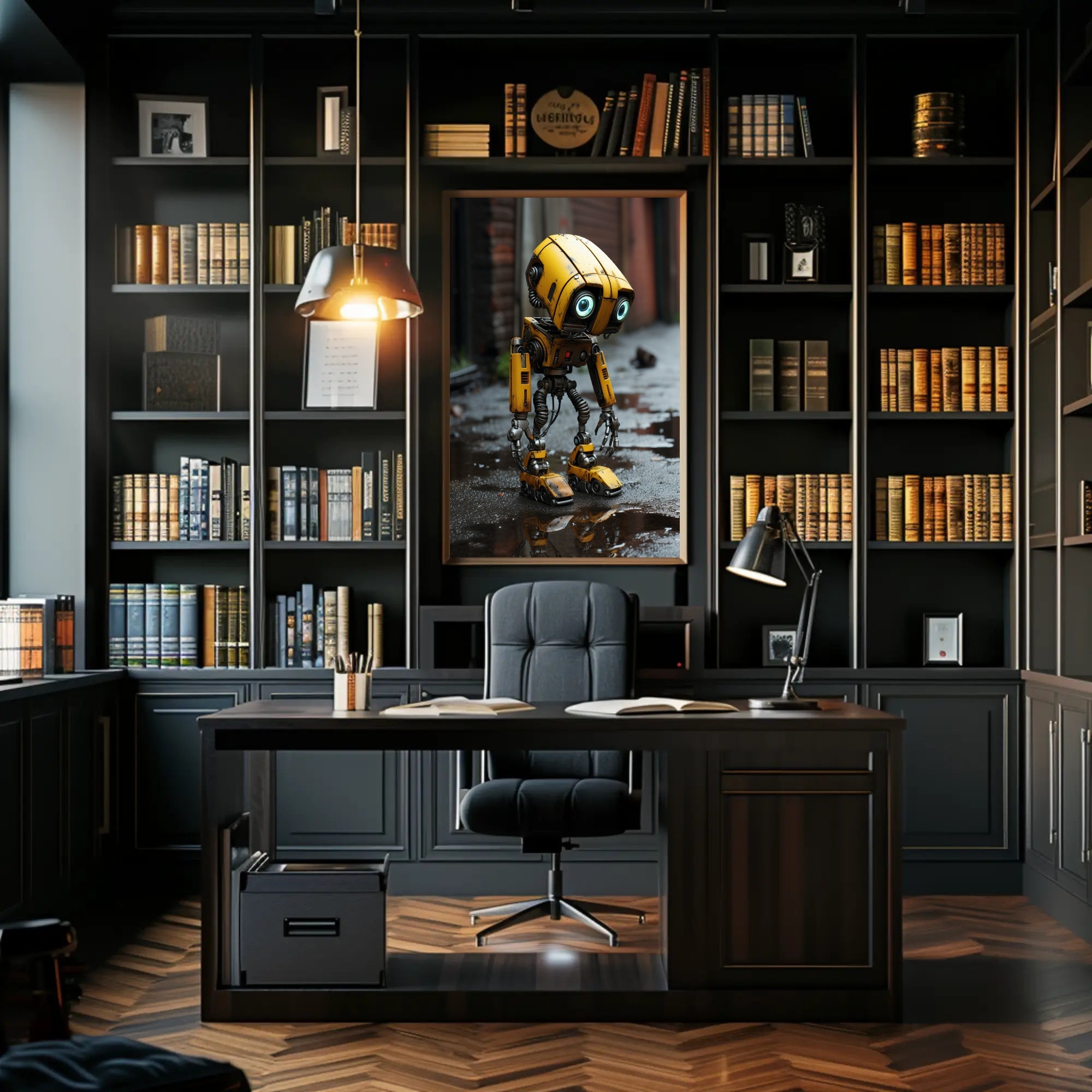 The Curious Yellow Robot Poster PosterGoat