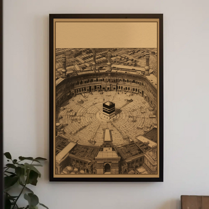 Aerial Kaaba At Mecca Vintage Travel Poster