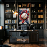 Baseball Themed Abstract Art For Sports Decor Poster