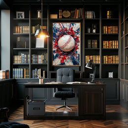 Baseball Themed Abstract Art For Sports Decor Poster