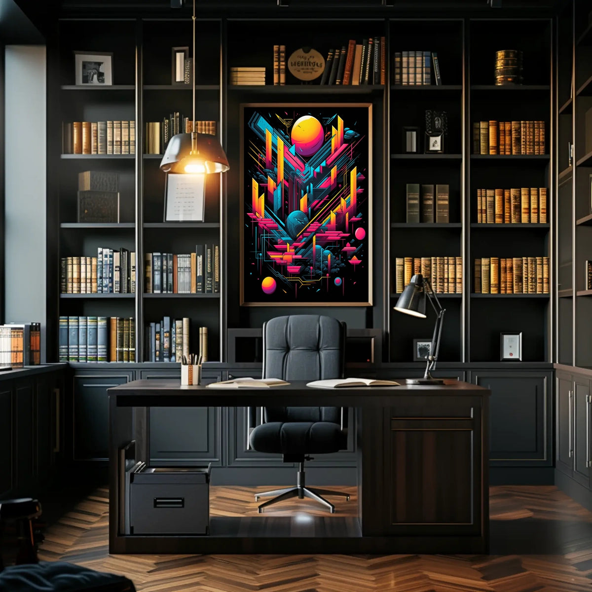 Neon Geometric Cosmos Poster