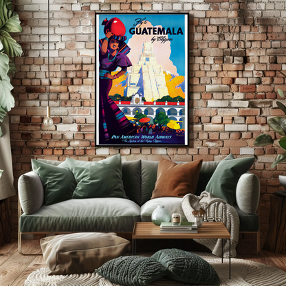 Guatemala Pan Am Airways Vintage Poster