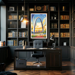 Gateway Arch Travel Poster Vintage Style Print