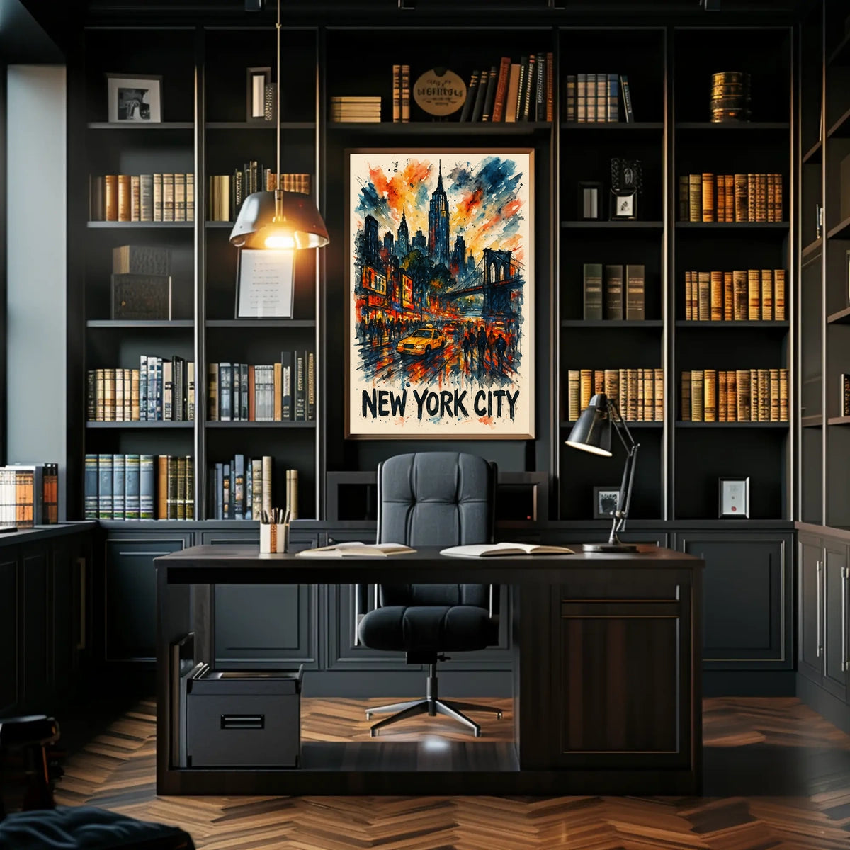 New York City Watercolor Cityscape Poster Abstract Wall Art