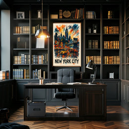 New York City Watercolor Cityscape Poster Abstract Wall Art