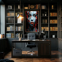 Fragmented Mosaic Female Face: Abstract Art Poster