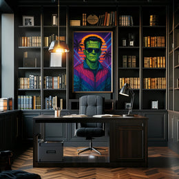 Retro Frankenstein Art Print Poster for Vintage Home Decor PosterGoat
