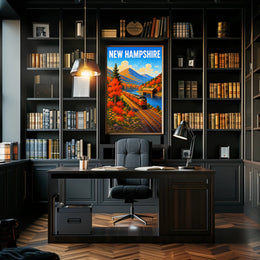 New Hampshire Autumn Train Journey Poster PosterGoat
