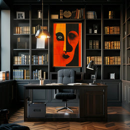 Abstract Portrait Poster Orange Black Modern Art