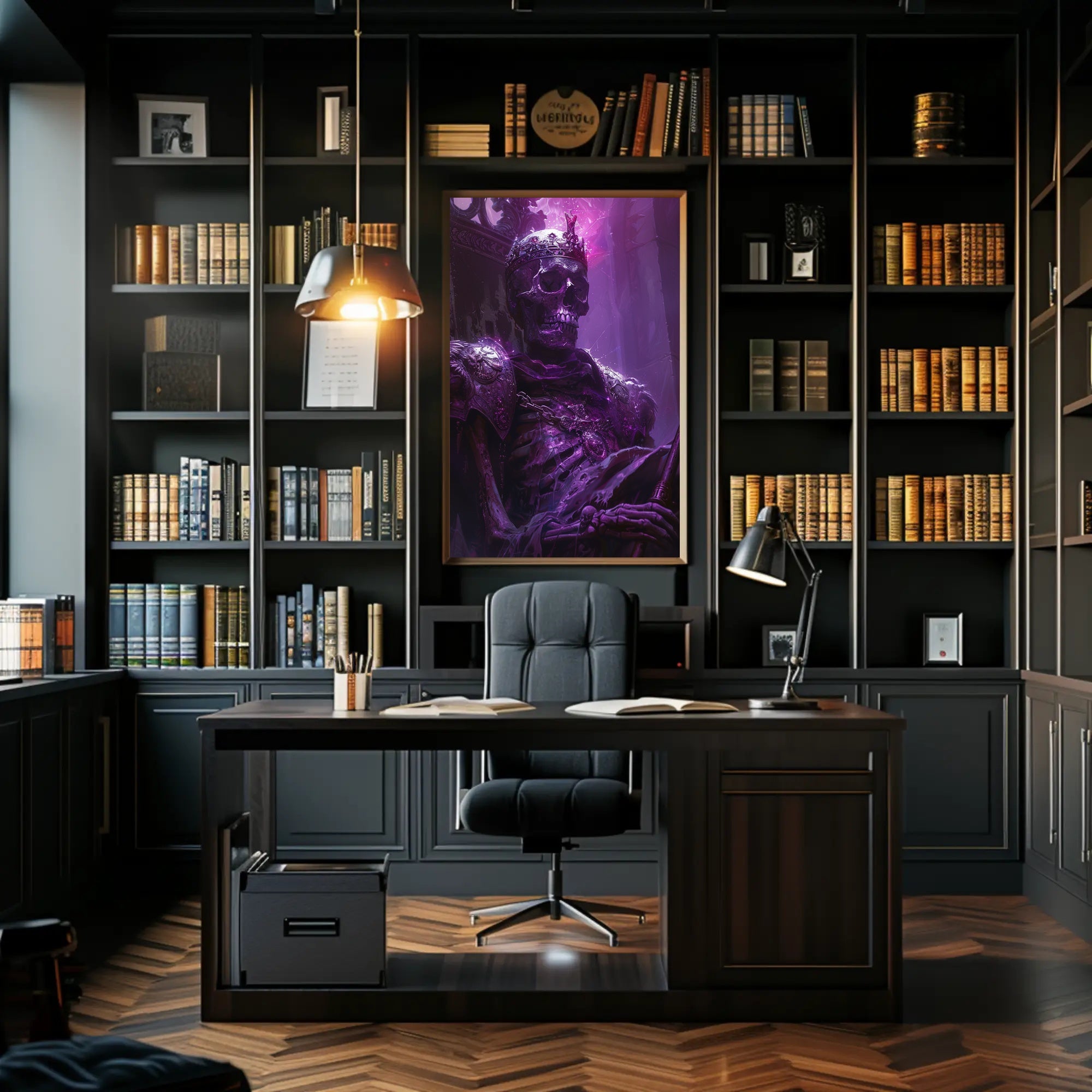 Skeletal Monarch's Throne: A Dark Fantasy Poster