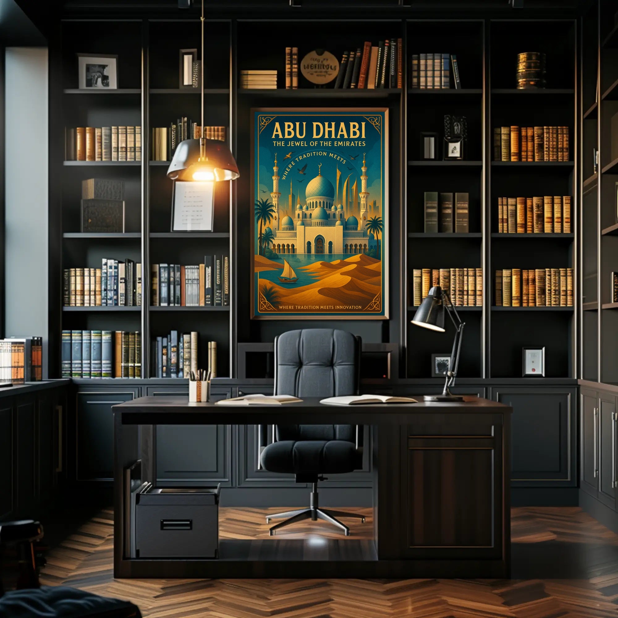 Abu Dhabi Elegance: Modern Meets Vintage Cultural or Heritage Poster
