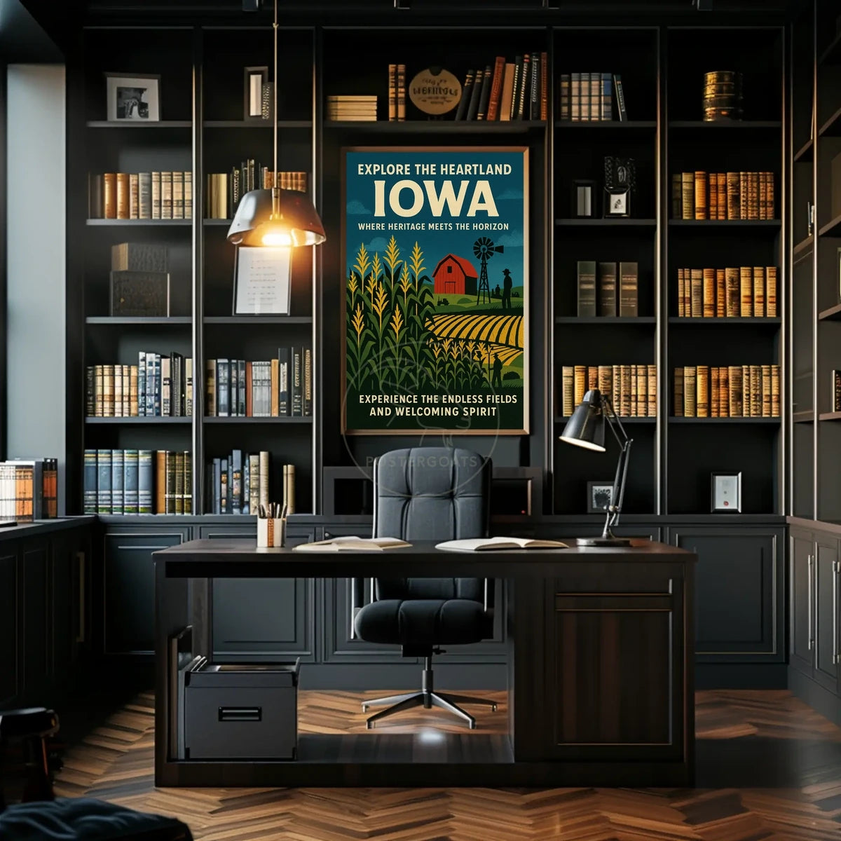 Idyllic Iowa Fields Vintage Travel Poster