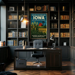 Idyllic Iowa Fields Vintage Travel Poster