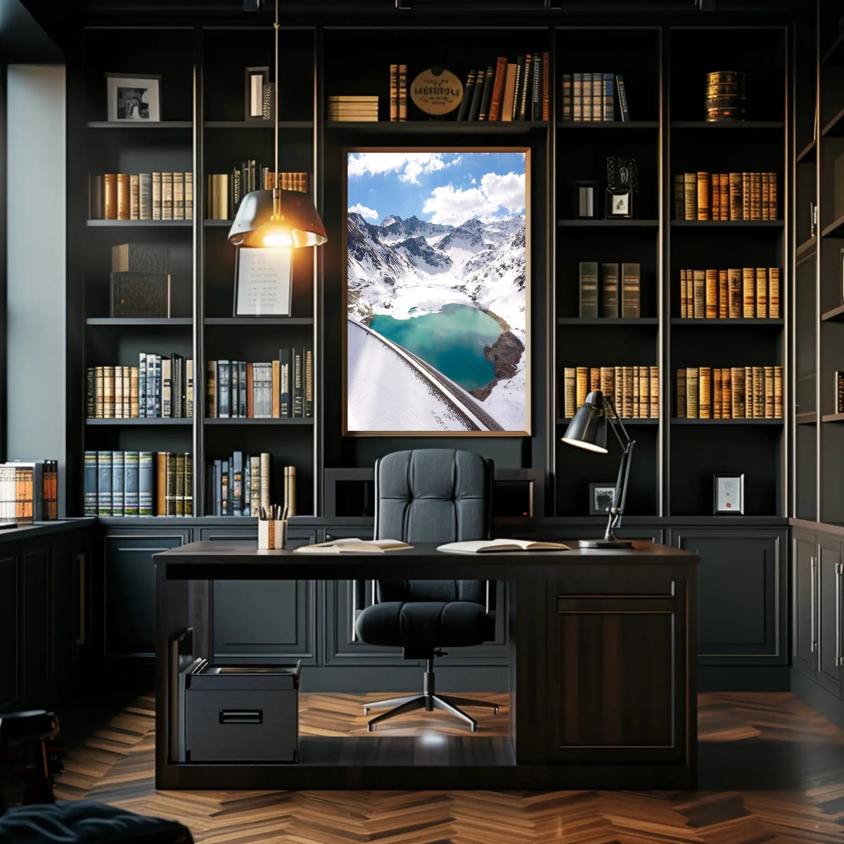 Stunning Alpine Lake and Mountain Landscape National Park Poster