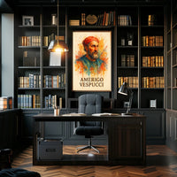 Amerigo Vespucci Watercolor Portrait Poster Art