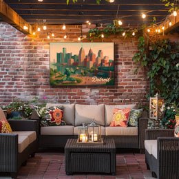 Detroit Skyline Comerica Park Night Urban Poster