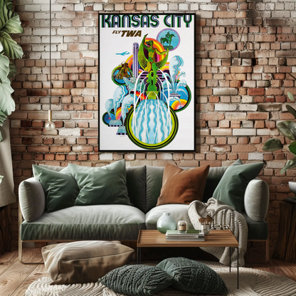 Fly TWA to Kansas City Travel Poster by David Klein