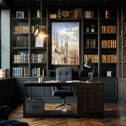 Gothic Architecture and Cityscape Poster PosterGoat
