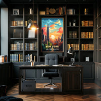 New York City Urban Skyline Poster Modern Wall Art