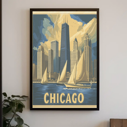 Chicago Skyline with Sailboats