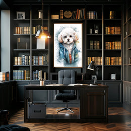 Cozy Dog Portrait Watercolor Poster Wall Art