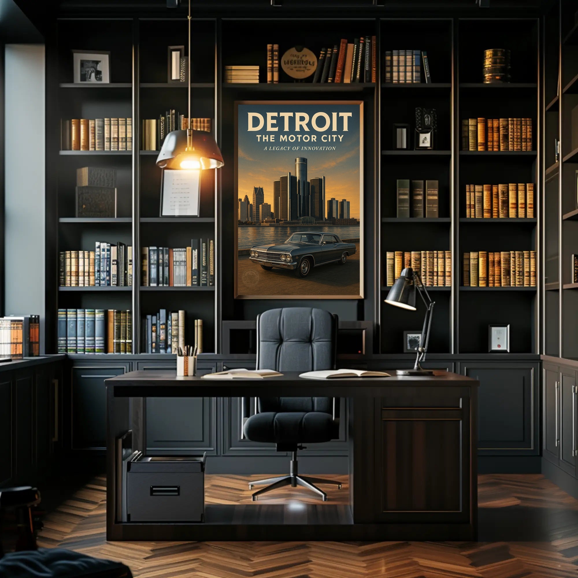 Detroit The Motor City Vintage Poster Print PosterGoat