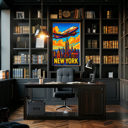 New York City Skyline Retro Poster PosterGoat