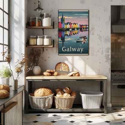 Galway Waterfront Reflections Ireland Travel Poster