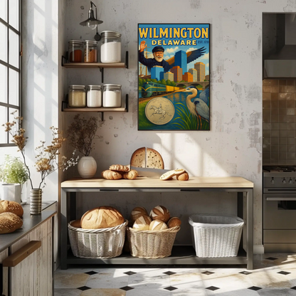 Wilmington Delaware Sailor Heron Train Travel Poster