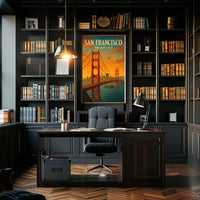 Golden Gate Bridge Vintage Travel Poster Art Print