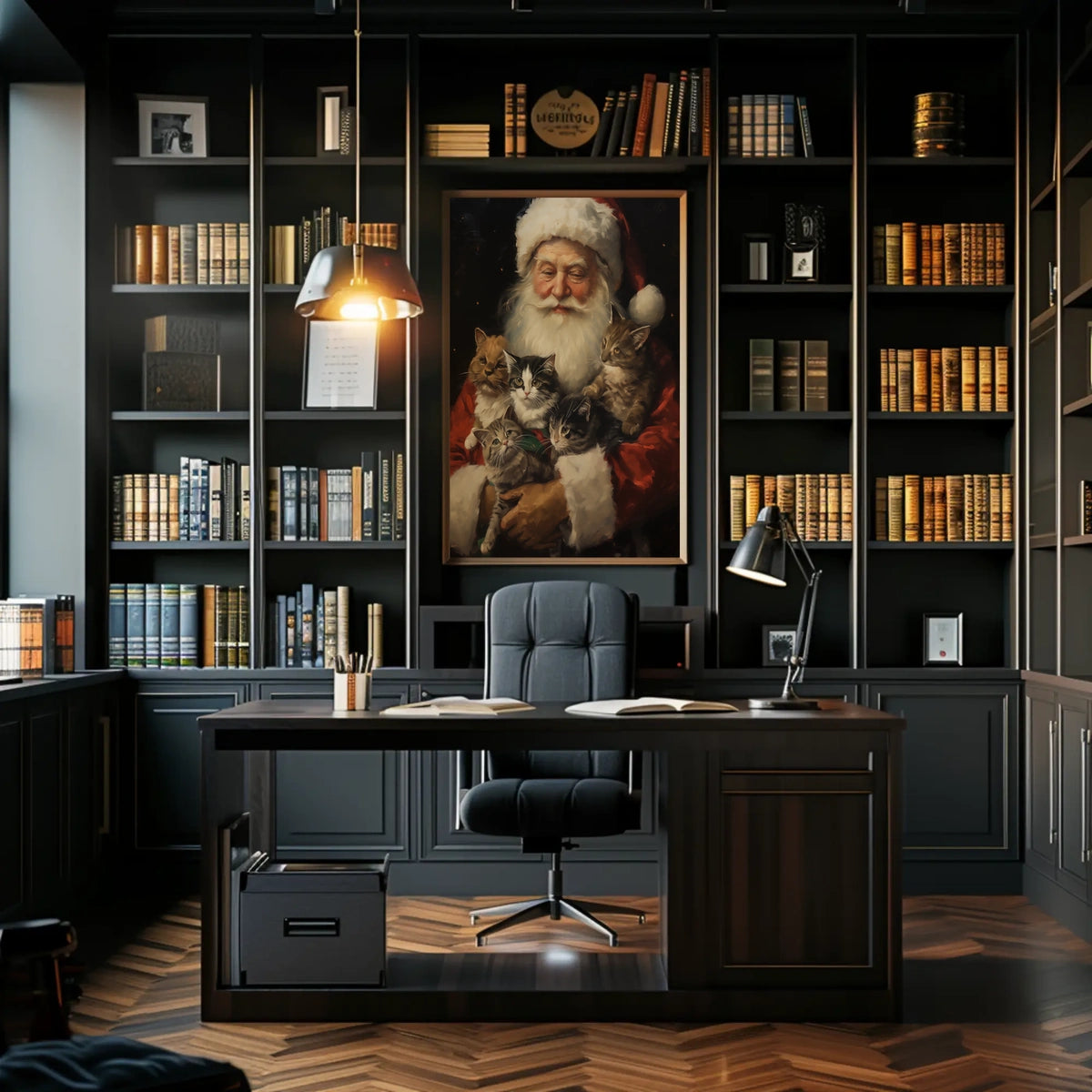 Santa Claus With Kittens Poster