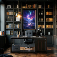 Aurora Over Alpine River: Abstract, Artistic, or Pop Culture Poster