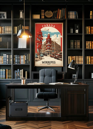 Vintage Winnipeg Landmark with Classic Cars Urban or Cityscape Poster