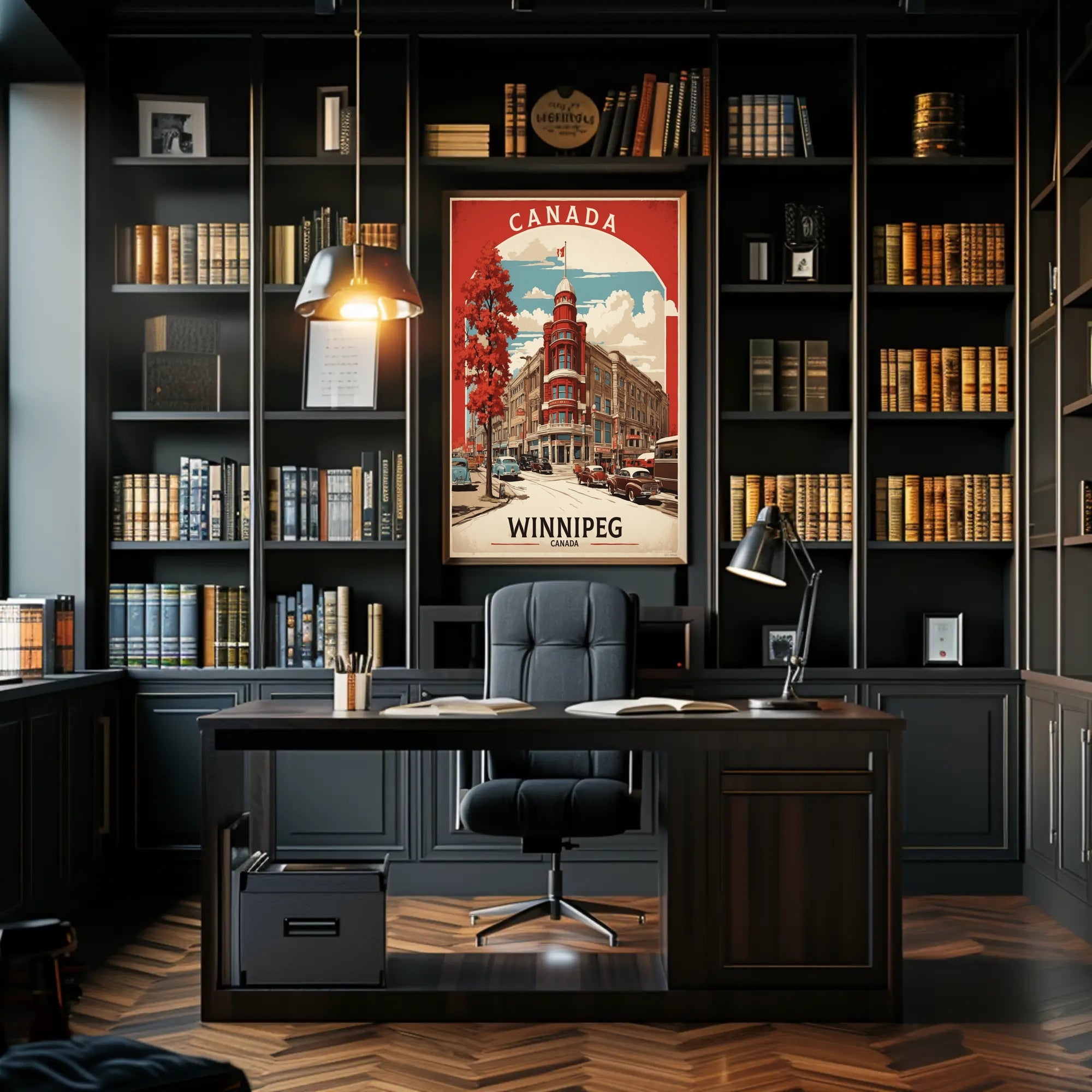 Vintage Winnipeg Landmark with Classic Cars Urban or Cityscape Poster