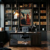 Aberdeen Vintage Travel Retro 80s Wanderlust Poster