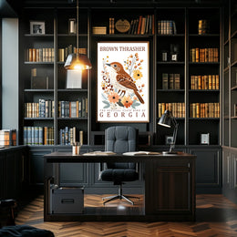 Brown Thrasher Georgia State Bird Art Poster