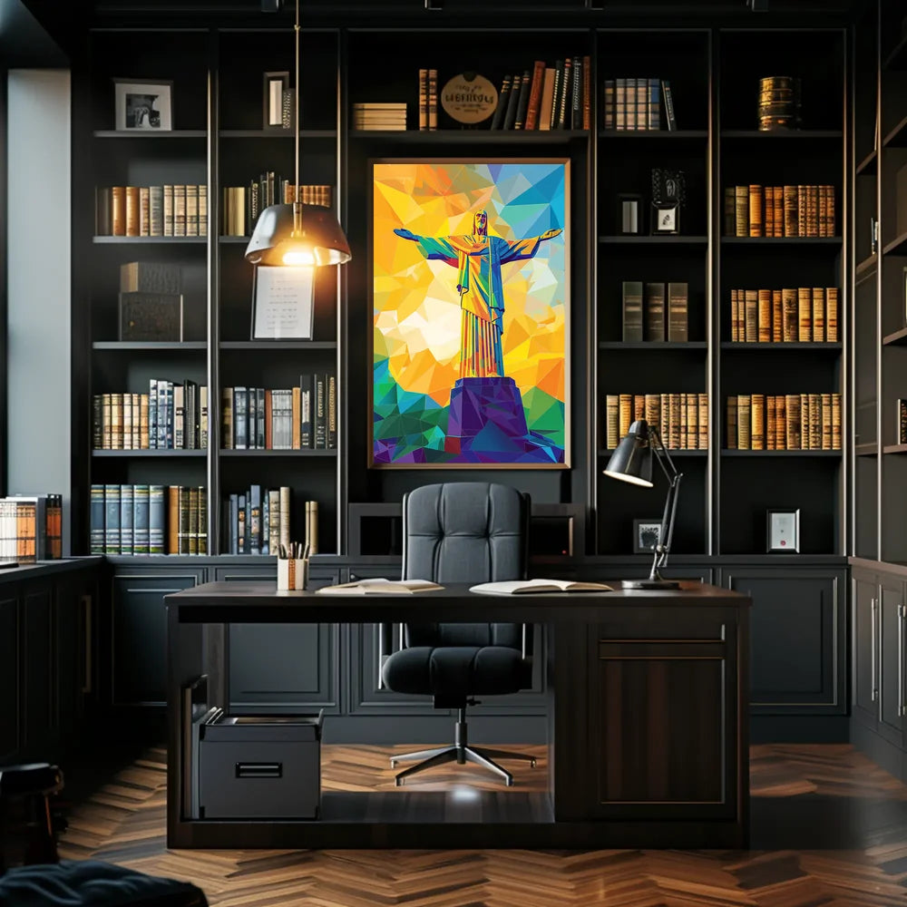 Vibrant Geometric Christ the Redeemer Art Poster