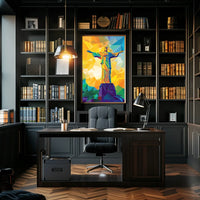 Vibrant Geometric Christ the Redeemer Art Poster