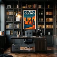 Chicago Skyline Architecture Ferris Wheel Urban Poster