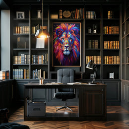 Bold Modern Lion Art Poster with Abstract, Artistic Flair