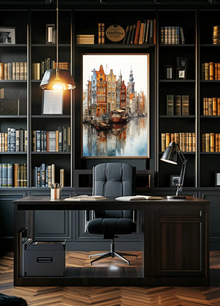 Amsterdam Canal View: Watercolor Serenity Travel Poster