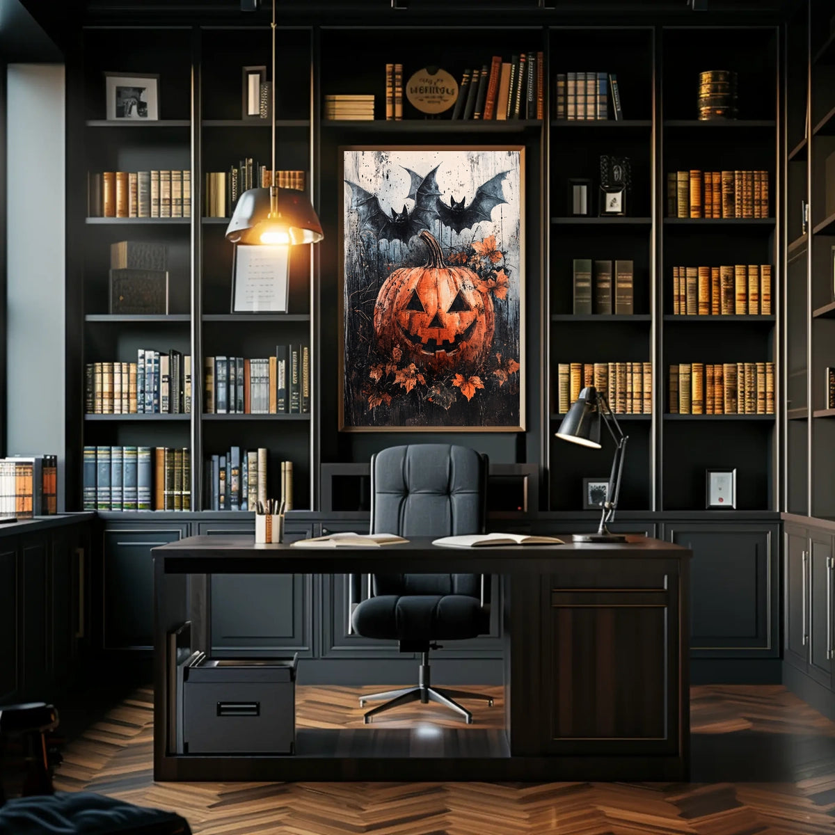 Spooky Pumpkin Scene Halloween Cultural or Heritage Poster