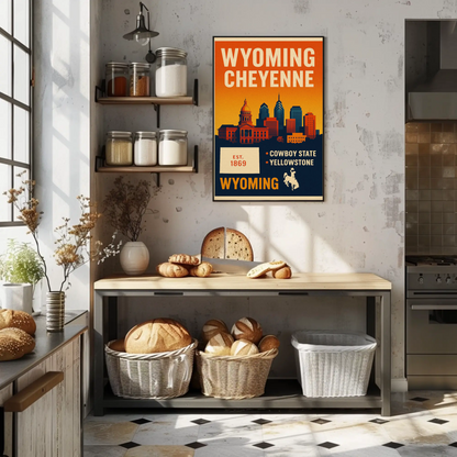 Wyoming Cheyenne Cowboy State Capitol Yellowstone Sunset Travel Poster
