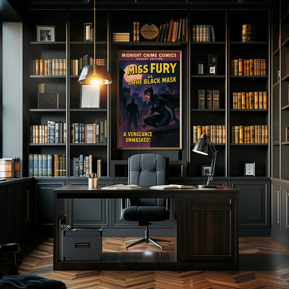 Miss Fury Vintage Comic Nighttime Adventure Pop Culture Poster