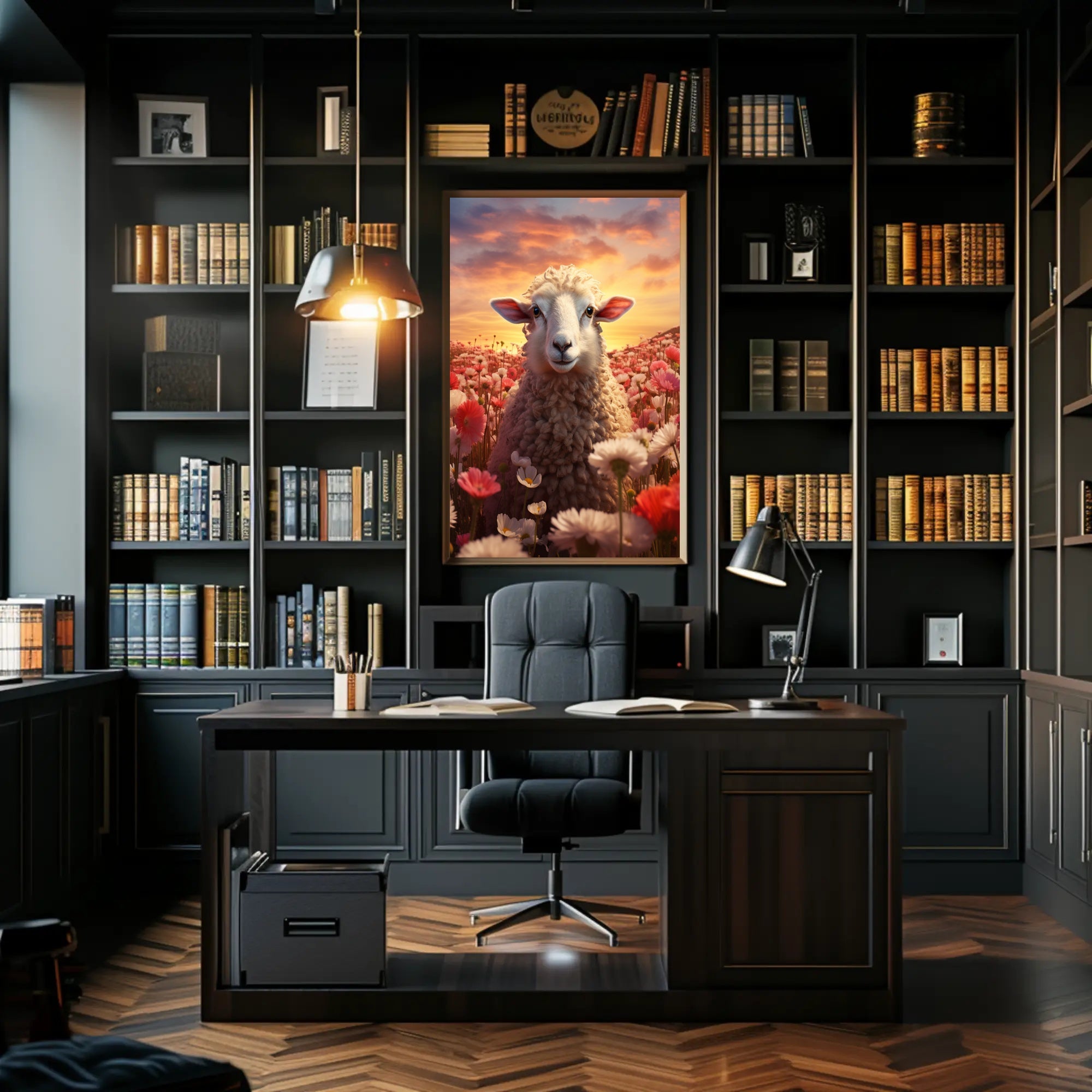 Serene Sheep At Sunset Poster PosterGoat