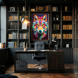 Geometric Wolf Art Poster PosterGoat
