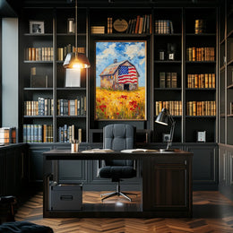 patriotic barn in the countryside Poster