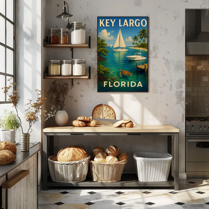 Key Largo Florida Tropical Boats Beach Poster