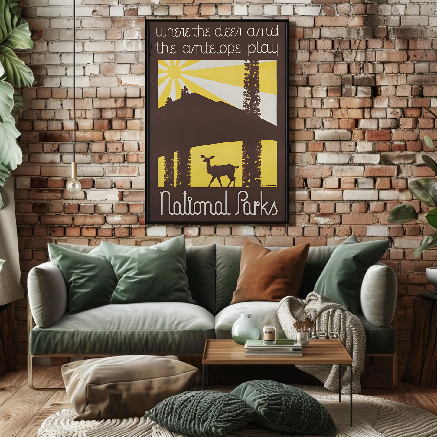 National Parks - Where the Deer and Antelope Play Vintage Travel Poster